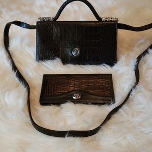 Brighton Black Croc Crossbody w wallet